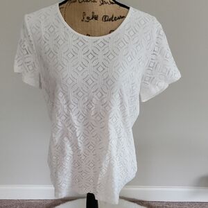 Market & Spruce White Textured Blouse